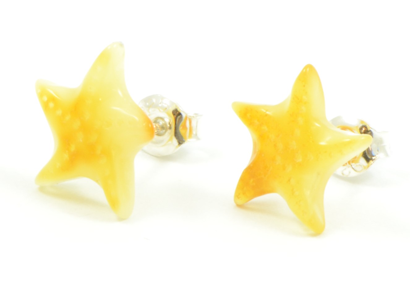 milky amber star earrings